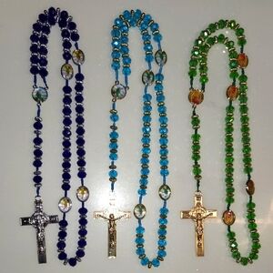 3 pcs Rosary Shiny Crystal Beads 21½" long approximately